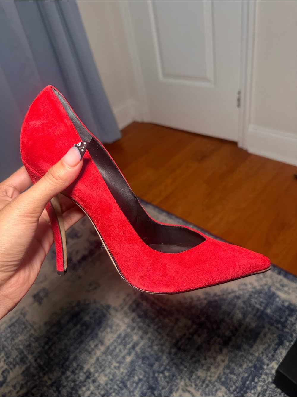 Versace Red Suede Pointed Stiletto Pump